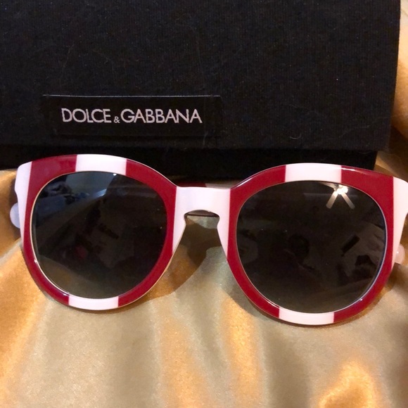Dolce & Gabbana Red and White Round Sunglasses main image 4